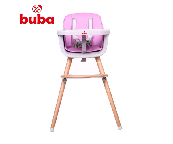 Καρεκλάκι Φαγητού Carino με Ξύλινα Πόδια 2σε1 Pink Buba 022377